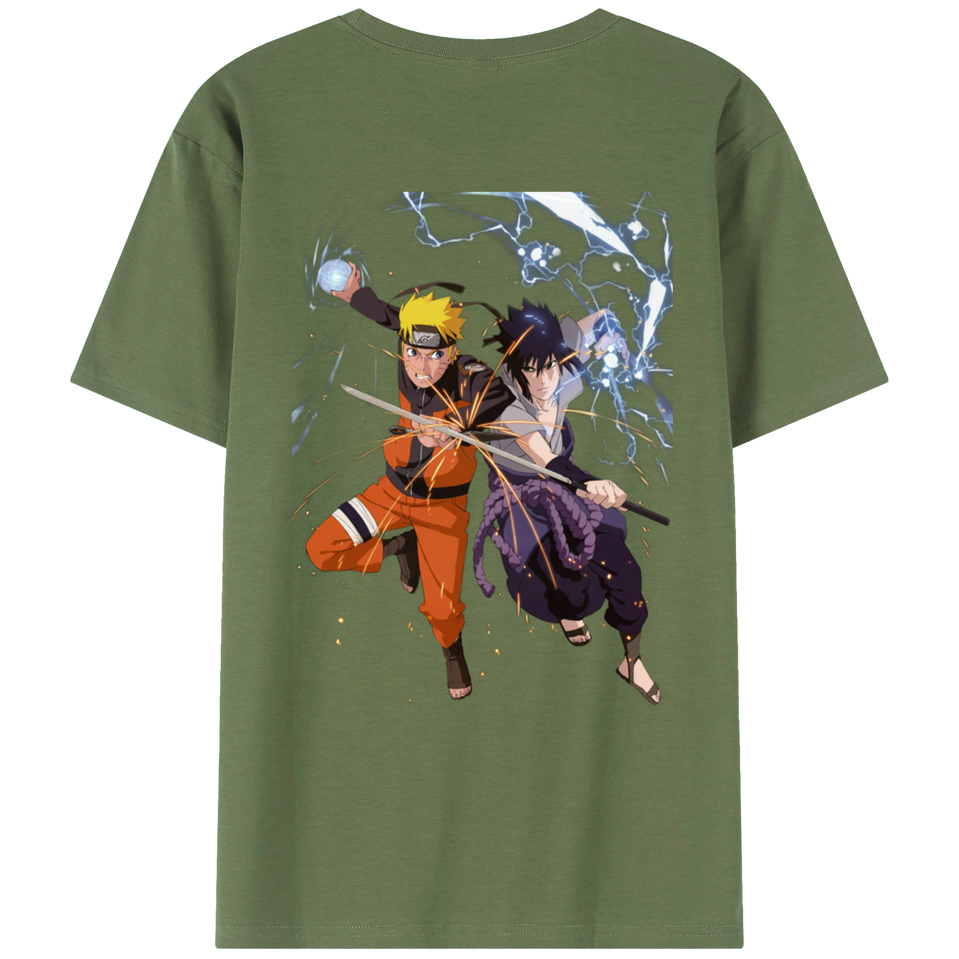 （画像用） NARUTO -ナルト- うずまき ナルト Uzumaki Naruto 綿100％ メンズ半袖Tシャツ（バックプリント） 通気性